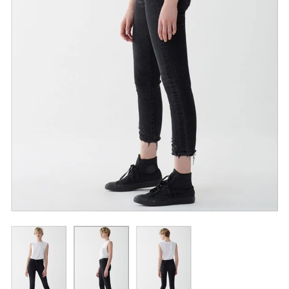 Agolde Sophie Mid Rise Skinny Crop Jean Distressed Temple Washed Black 27 - Picture 3 of 14